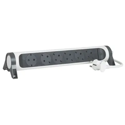 Image de Multiprise avec interrupteur legrand 694533/ 6 prises/ blanc et gris foncé