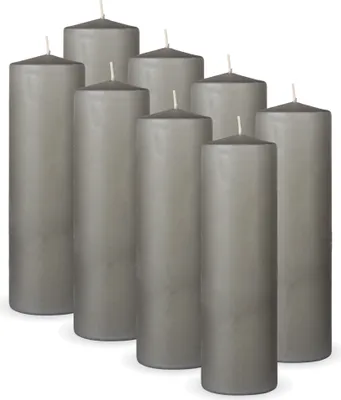 Immagine prodotto di HS Candle candele a colonna 8-pack "grigio chiaro", dimensioni Ø7 x 20 cm, candele di cera a lunga durata fino a 65 ore - candele a colonna non profumate - molti colori/dimensioni