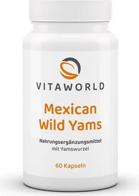 Produktbild von Vitaworld Mexican Wild Yams 500 mg | 60 Kapseln | 500 mg Yamswurzel-Extrakt und 100 mg Diosgenin pro Kapsel | vegan
