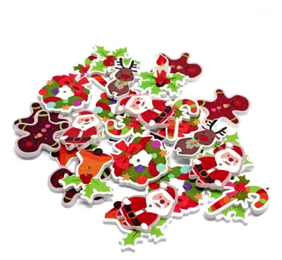 Produktbild von 30 gemischte Holzknöpfe für Weihnachten, Bastelarbeiten und Kartengestaltung