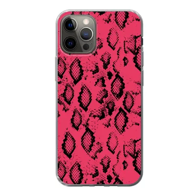Produktbild von MuchoWow® Handyhülle Schutzhülle Hülle für iPhone 12 Pro Tiermuster - Schlangenhaut - Rosa Silikon Softcase Handy Hülle - Abdeckung