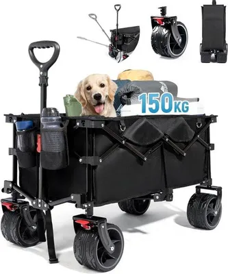 Image de Poussette pliable avec poignée - Chariot de transport pour enfants - Chariot de plage - Chariot de transport pour enfants - Chariot de plage