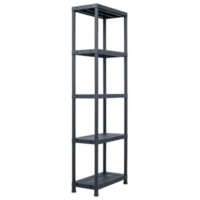 Zdjęcie produktu dla vidaXL Półki magazynowe 5 szt. czarne 125 kg 60 x 30 x 180 cm plastik