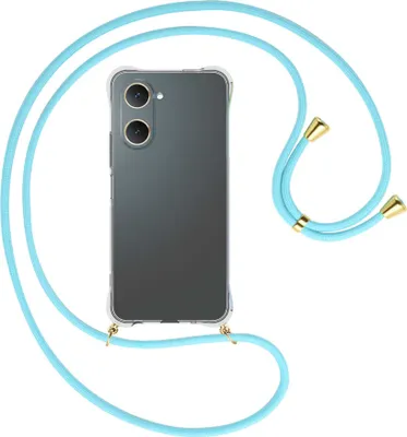 Produktbild von Handykette Backcover-Schutzhülle mit Band (Metall goldfarben) für vivo Y28s 5G - himmelblau