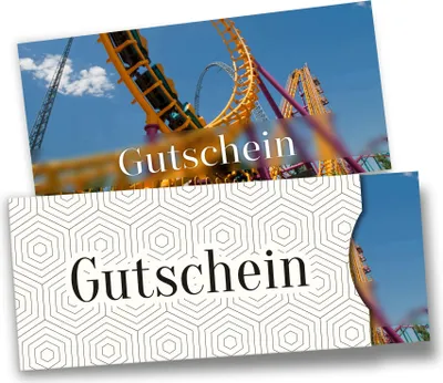 Produktbild von itenga Geschenkgutschein Fotodesign mit Hülle - Motiv FREIZEITPARK Postkarte zum Ausfüllen  21,0 x 9,8 cm
