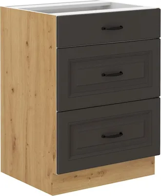 Obrázek produktu pro Šuplíková skříňka SOPHIA - šířka 60 cm, tmavě šedá / dub artisan