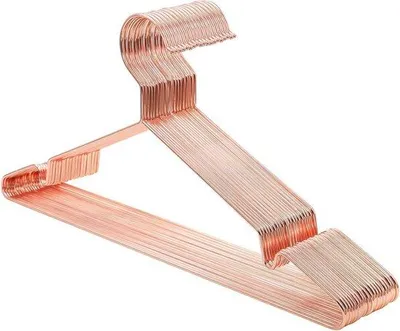Zdjęcie produktu dla Metalowy wieszak na ubrania 20 sztuk stylowa chromowana stal nierdzewna oszczędność miejsca długość 42 cm różowe złoto CRI44R20