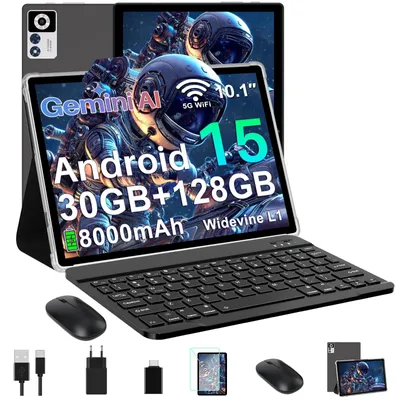 Obrázok produktu pre Tablet Z168, Android 15, 30 GB RAM, 128 GB ROM, podpora Widevine L1, operačný systém Android 15 + Gemini AI, farba: čierna