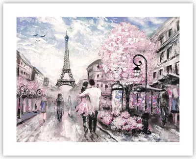 Produktbild von Poster - Poster ohne Rahmen - Paris Weg Illustration eiffle - 50x40 cm - Wand Bild - Wanddeko - Wandbilder - Kunstposter - Wandposter - Bilder - Kunstdruck - Wandbild - P2XAA50x40-3149