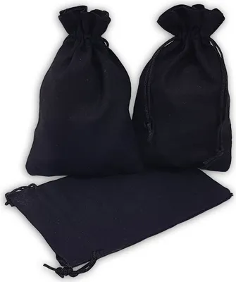 Produktbild von 12 Geschenksäckchen schwarz 15 x 10 cm Baumwolle Adventskalender Säckchen Stoffbeutel zum Basteln und befüllen Gastgeschenk Hochzeit