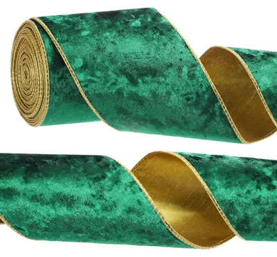 Immagine prodotto di Nastro di velluto con filo, ideale per applicazioni decorative, colore verde