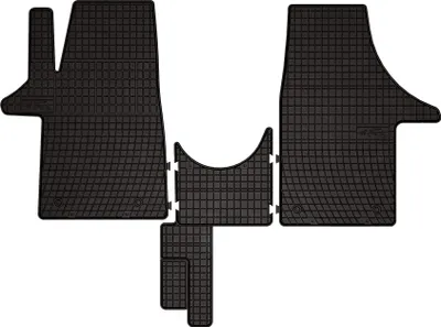 Produktbild von Gummifußmatten passend für Volkswagen Transporter T6 (Lieferung, Bj. 2015-2019) –  schwarz, passgenau, mit Befestigungen set 3 Stk. - Gummi-Automatten