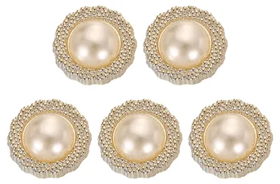 5 Kunstperlenknöpfe 35L 22 mm gold rund zum Nähen