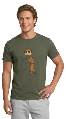 Produktbild von Spreadshirt Süßes Erdmännchen Geschenkidee Männer T-Shirt, XL, Militärgrün