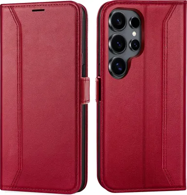 Image de Étui pour téléphone portable Samsung Galaxy S26 Ultra Étui à rabat Étui pliable Étui de protection, rouge