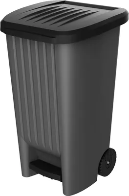 Produktbild von Mülleimer outdoor 90 l anthrazit/schwarz mit Pedal und Rädern