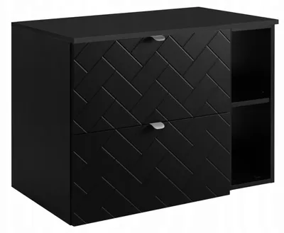 Zdjęcie produktu dla Szafka Łazienkowa Wisząca Pod Umywalkę Regał Blat 80X46 Cm Rensan Czarna