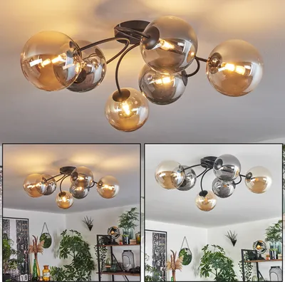 Produktbild von Isorella Deckenlampe aus Metall/Glas in Schwarz/Rauchfarben/Bernsteinfarben