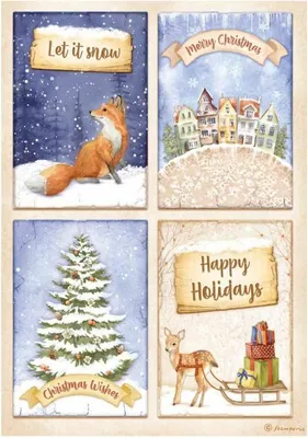 Produktbild von STAMPERIA A4 Reispapier Decoupage Bastelpapier, Winter Valley 4 Karten