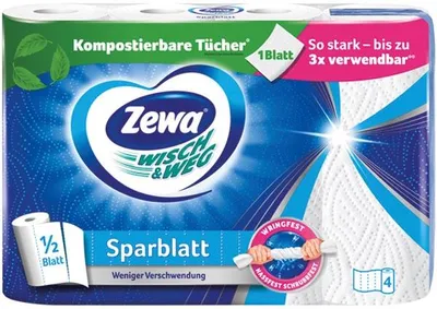 Immagine prodotto di Zewa 43224 Rotoli da cucina WISCH&WEG foglio economico 2 veli 4 rotoli
