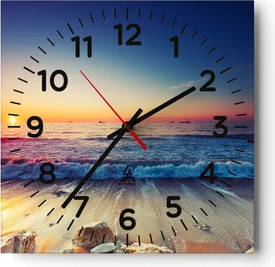 Produktbild von Wanduhr - Quadrat - Glasuhr - Meer Strand Welle - 30x30cm - Schleichendes Uhrwerk - Lautlos - zum Aufhängen bereit - Dekoration Modern - Wanddekoration aus Glas - C4AC30x30-3613