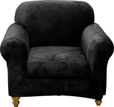 Produktbild von Samt Sofabezug & Kissenbezug Kit, Sofa Überzug Sitzkissenbezug Hussen Sofaschoner Sofasitzbezug, (2 Stück, Sofabezug*1+Kissenbezug*1, Schwarz)