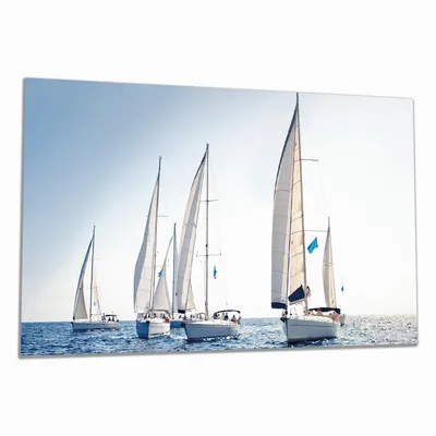 Produktbild von Wallario Herdabdeckplatte aus Glas, Größe 90 x 52 cm 1-teilig, Motiv Segelschiff auf dem Meer