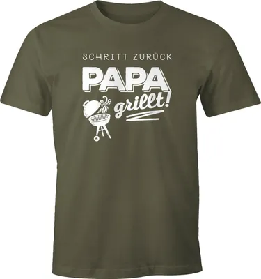 Produktbild von Herren T-Shirt Schritt zurück Papa Opa grillt Fun-Shirt grillen BBQ Grill-Shirt Moonworks® Papa army L
