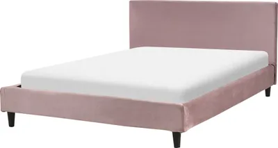 Obrázok produktu pre BELIANI Posteľ ružová zamatová čalúnená 140 x 200 cm rám postele s roštom moderný dizajn
