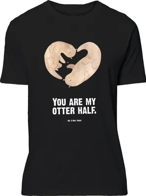 Produktbild von Mr. & Mrs. Panda Größe L T-Shirt Otter Herz - Schwarz - Geschenk, Shirt, mit Spruch, Tshirt, Liebe