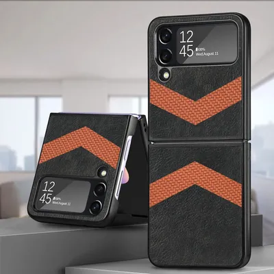Image de Étui pour Samsung Galaxy Z Flip4 5G en similicuir / motif en V - Neuf