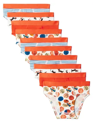 Productafbeelding van A. Essentials jongensonderbroeken van katoenen jersey, 10-pack, met motieven van ballen, honden, etc