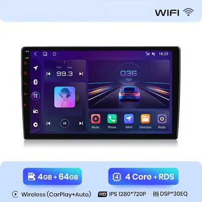 Productafbeelding van 2-Din Multimedia Speler – Android Autoradio – Navigatiesysteem – Draadloze CarPlay – 9 Inch IPS Scherm
