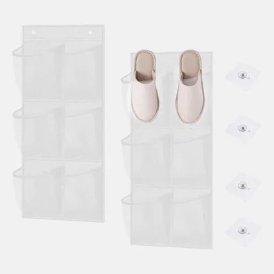 2er-Set hängender Schuhorganizer, 6 Fächer, 76,5x34 cm, weiß