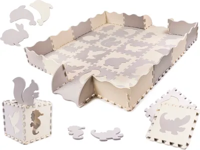 Obrázok produktu pre KIK Kontrastné penové puzzle 30 x 30 cm, 36 ks šedá, krémová