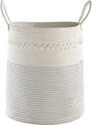 Produktbild von Aufbewahrungskorb - Weiß - Blau - 32 x 36 cm - Stoff - mit Tragegriffen