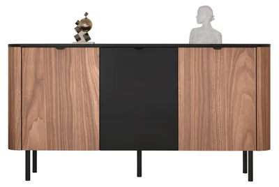 Produktbild von MIRJAN24 Kombikommode Pero 150 03, Stilvoll Wohnzimmer, Kommode mit drei Drehtüren (Farbe: Schwarz Nuss)