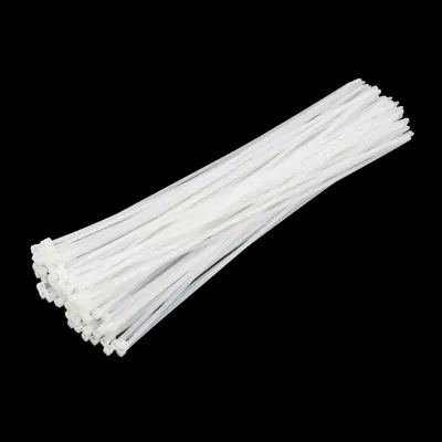 Zdjęcie produktu dla Opaski kablowe, białe, 100 sztuk, długość 450 mm, szerokość 4,8 mm, odporne na promieniowanie UV, wytrzymałość na rozciąganie 22 kg