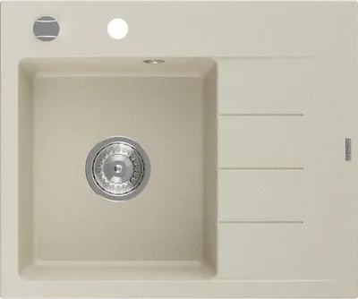 Produktbild von Mexen Ben Granitspüle 1-beckig mit Ablage links 600 x 500 mm, beige, Siphon Chrom - 6522605000-69