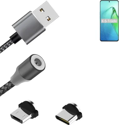 Produktbild von K-S-Trade Hochwertiges Magnet-Lade-kabel Sync-Kabel Daten-Kabel für Oppo Reno8 Pro+ mit USB-Typ-C-Anschluss und Micro-USB-Anschluss 2A bis zu 480mbps