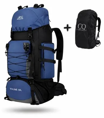 Imagen del producto de CarryQuest® - Mochila táctica de 90 litros, poliéster, 5 compartimentos, color azul