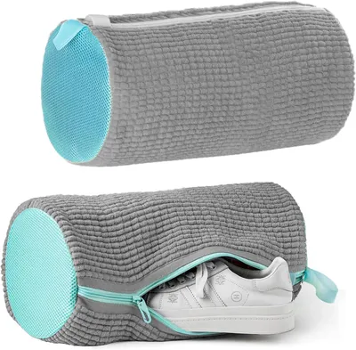Produktbild von Wäschetasche für Schuhe 2 Stücke, mit Reißverschluss, für Sportschuhe, grau