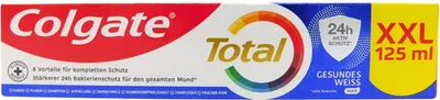 Image de 12x Colgate Total Blanc Santé XXL dentifrice 125 ml - dentifrice blanchissant antibactérien avec technologie dual-zinc, 24h de protection & d'éclaircissement