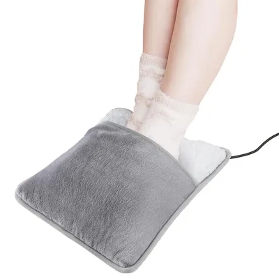 Produktbild von Elektrischer Fußwärmer 30×30 cm, USB Fußheizung, Weicher Fußsack mit Plüschfutter, Waschbar & ideal für Büro und Zuhause