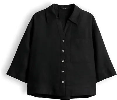 Produktbild von Opus Flippa Damen Bluse, legeres Design, mit V-Ausschnitt und Kragen, Schwarz, Größe 42