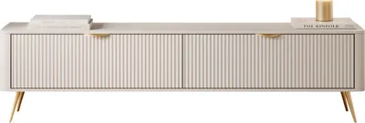 Produktbild von MIRJAN24 TV-Lowboard Lante 200 2D, TV-Schrank mit zwei Klappen, Metallfüße und Aluminiumgriffe (Farbe: Beige)