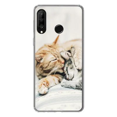 Produktbild von MuchoWow® Handyhülle Schutzhülle Hülle für Huawei P30 Lite Katzen - Sofa - Wohnzimmer Silikon Softcase Handy Hülle - Handyhülle