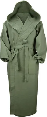 Immagine prodotto di A&R 028.50 | Robezz® Accappatoio in cialda con cappuccio Accappatoio con cappuccio - Colore: Verde militare - Taglia: L/XL