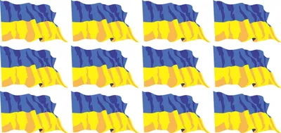 Produktbild von Mini Aufkleber Set - Pack wehend - 50x31mm - selbstklebender Sticker - Ukraine - Flagge / Banner / Standarte fürs Auto, Büro, zu Hause und die Schule - 12 Stück