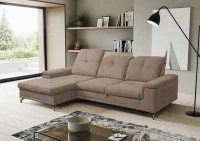 Produktbild von VENASI PANAMA Links Ecksofa mit Schlaffunktion und Bettkasten Sofa L Form Eckcouch Schlafsofa BRAUN
